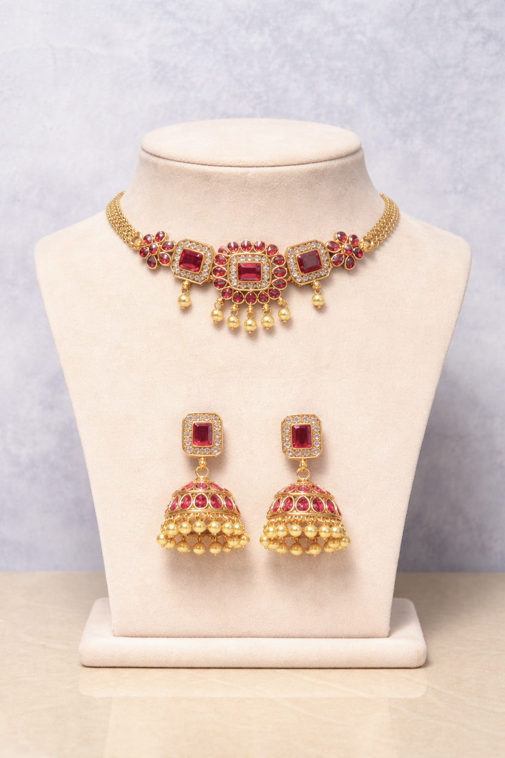 Flower Ruby and Emerald choker (#081)