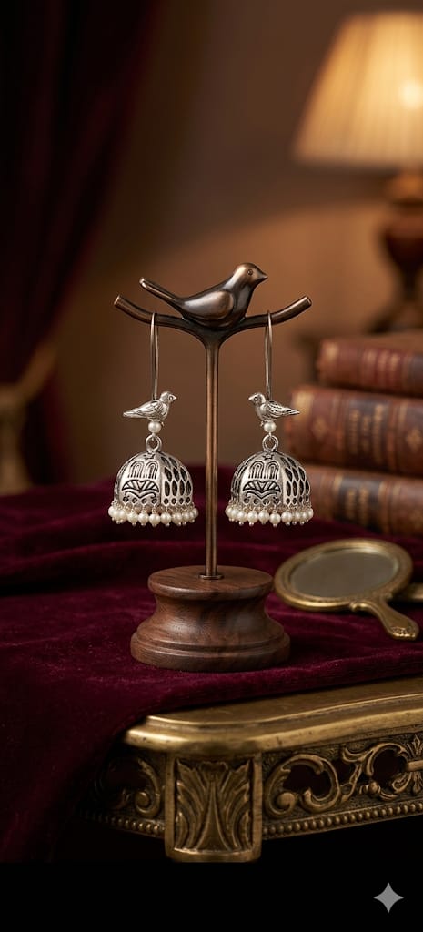 Bird Motif Pearl Jhumka