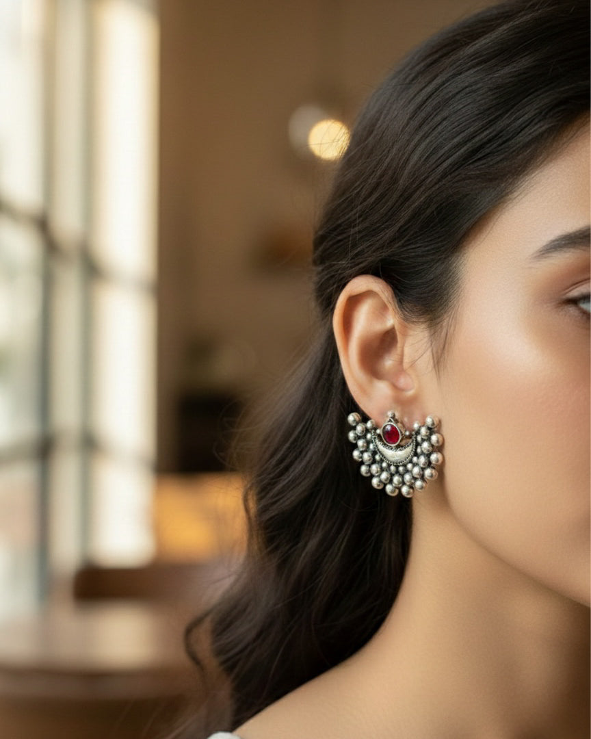Oxidised Half Moon Earrings (#068)