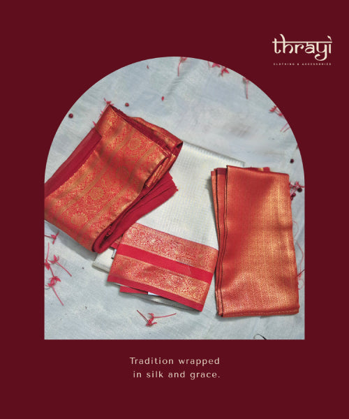 Our Red & White Dhavani Set