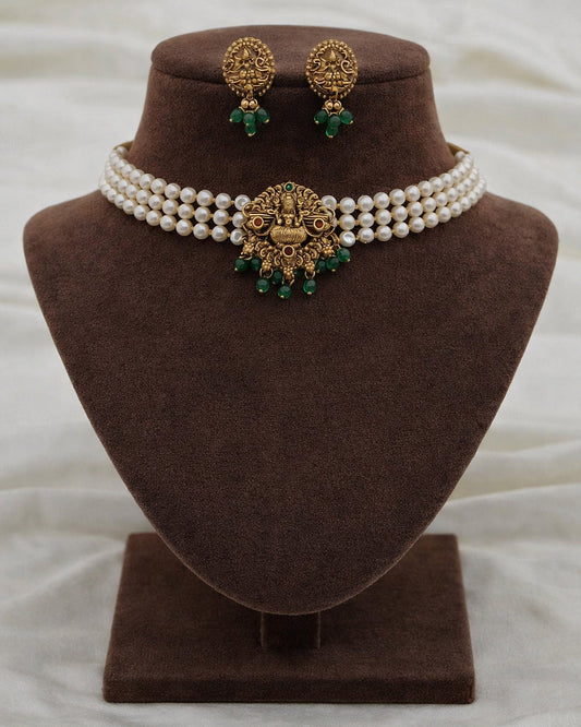 Lakshmi Temple Pearl Choker Set