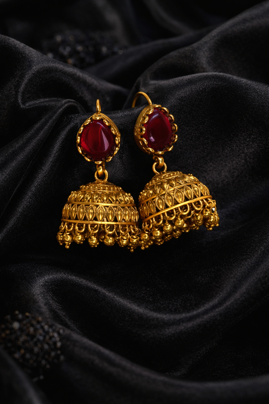 Antique Ruby Stone Jhumka (#070)