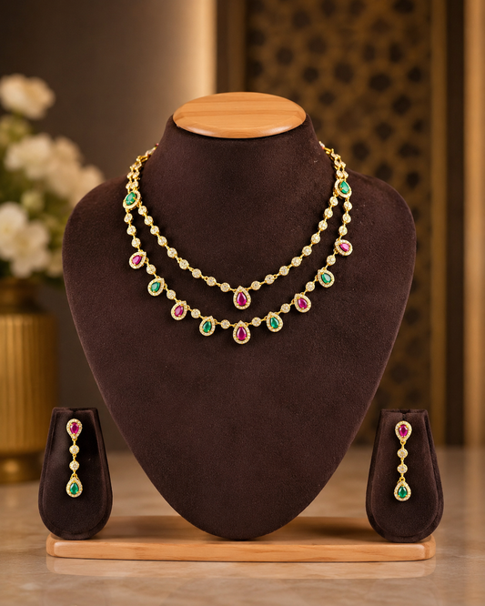 Ratna Haar AD Necklace Set