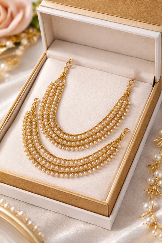 Elegant 3-Layer Pearl Ear Chain