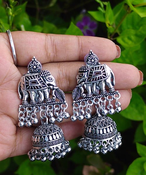 Elephant Oxidised Jhumkas (#025)