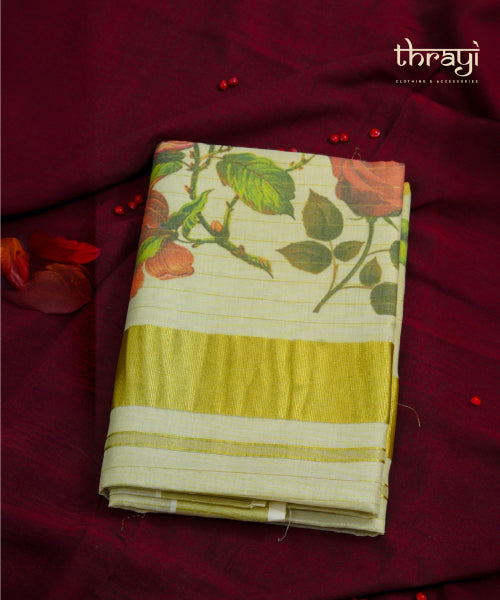 Floral Digital Printed Tissue Set Saree