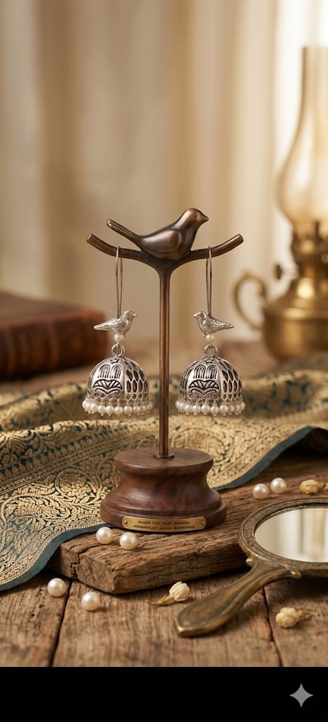 Bird Motif Pearl Jhumka