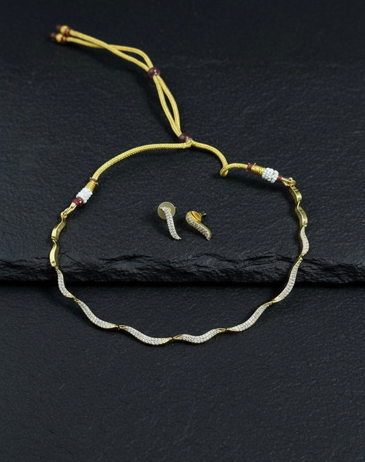 Wave Design AD Necklace Set (#031)