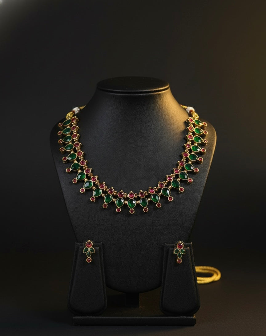 Ruby-Green Charm Necklace (#034)