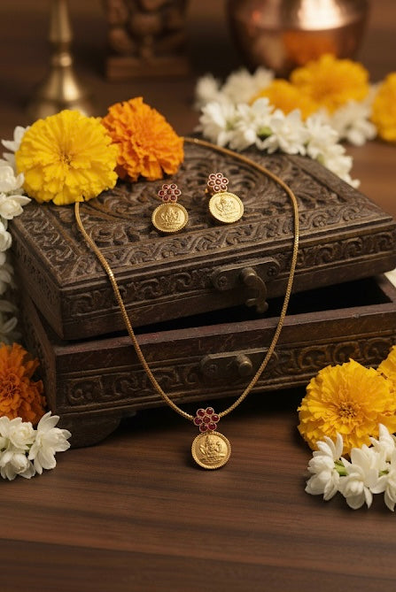 Micro-plated Laxmi coin chain (#035)