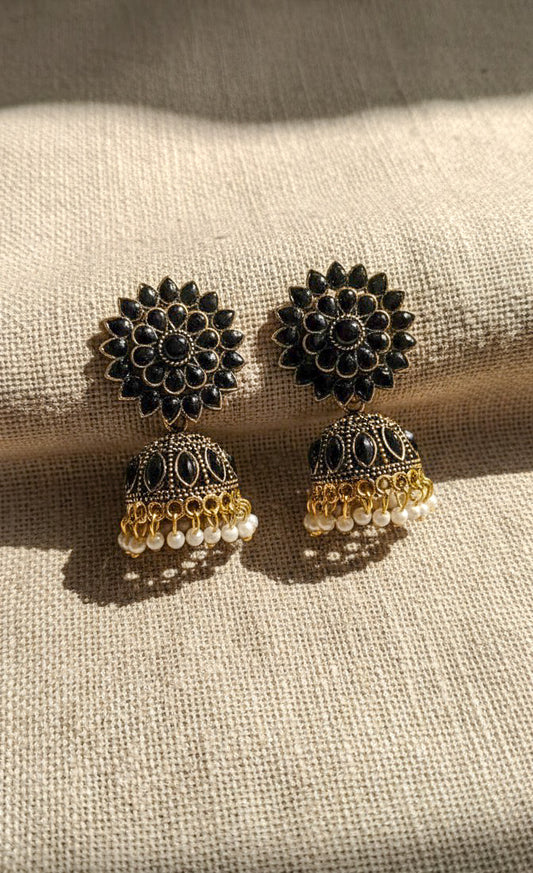 Black Stone Jhumka (#036)