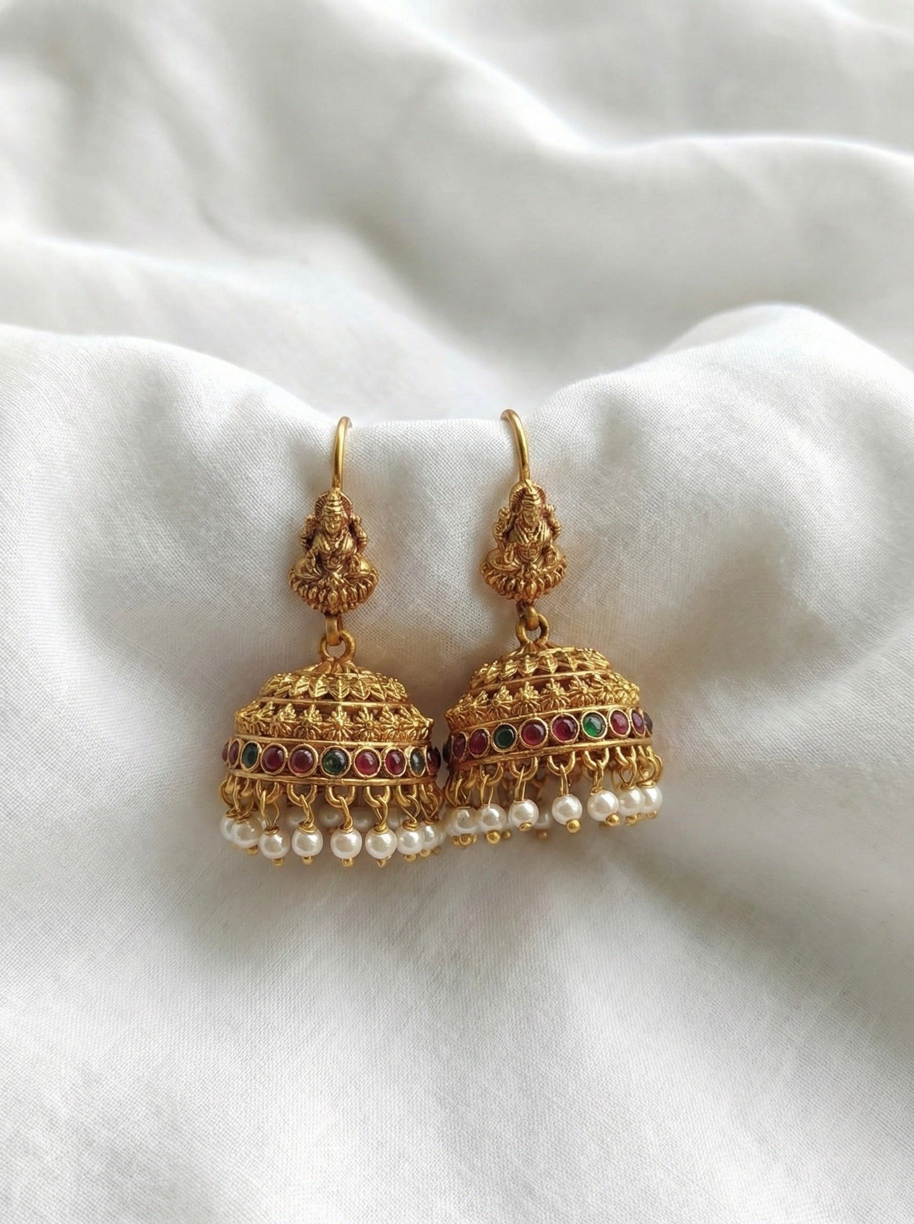 Multi Stone lakshmi Hook Jhumka