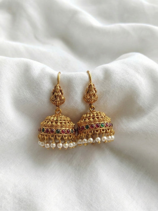 Multi Stone lakshmi Hook Jhumka