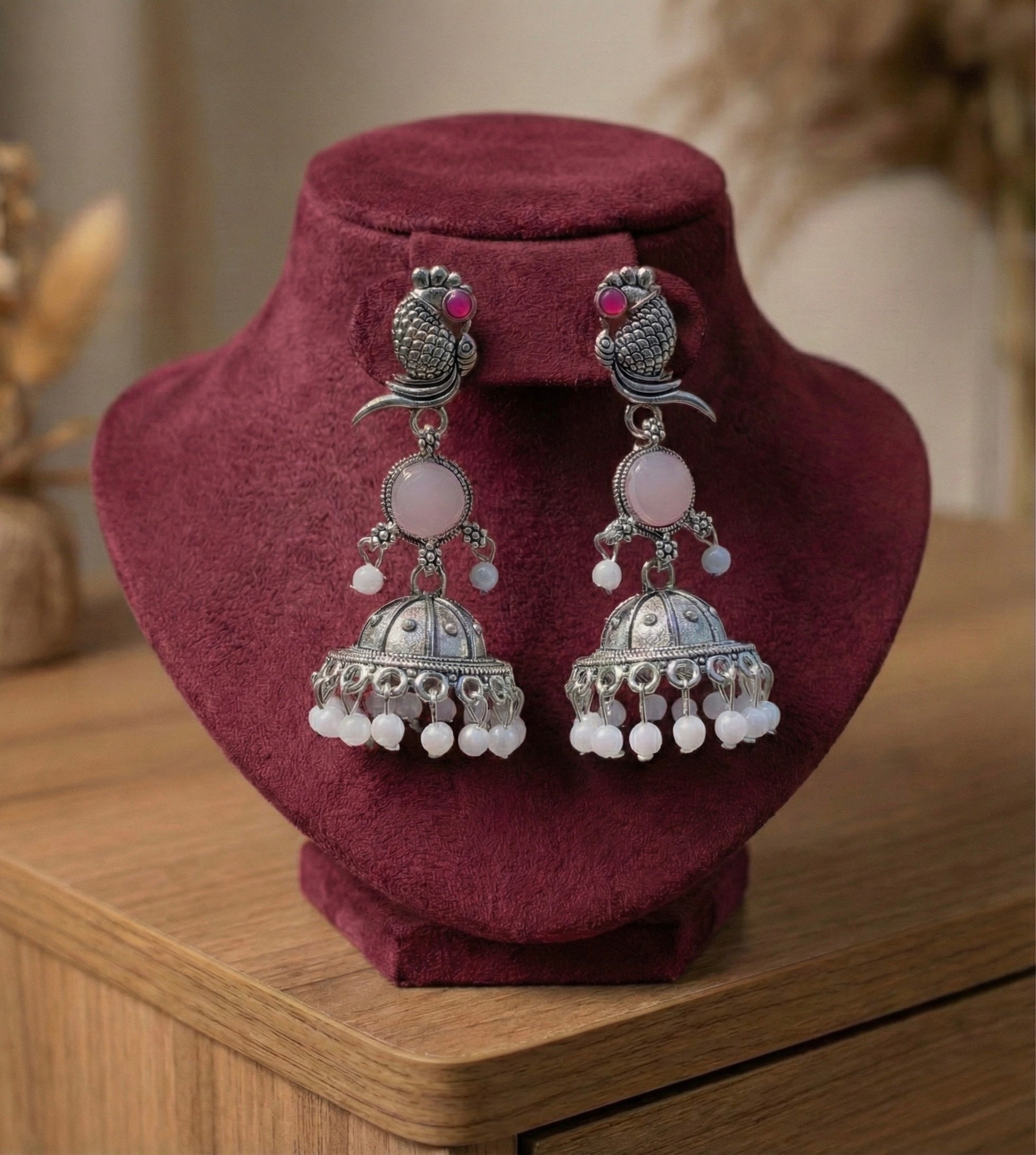 Silver Toned Oxidised Jhumka(#058)