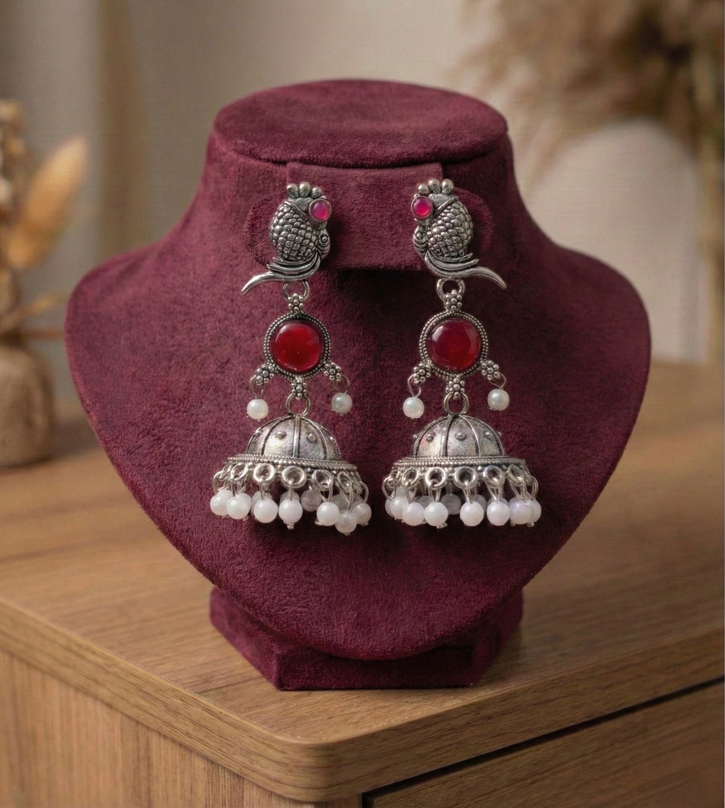 Silver Toned Oxidised Jhumka(#058)