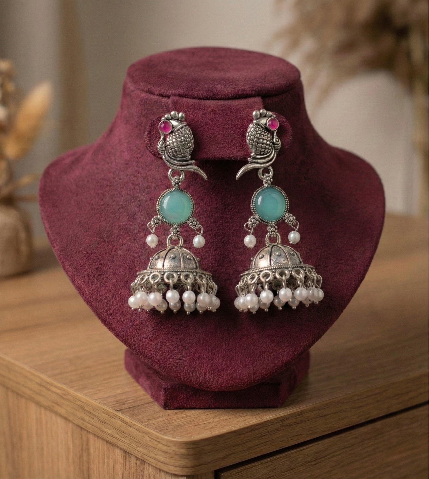 Silver Toned Oxidised Jhumka(#058)