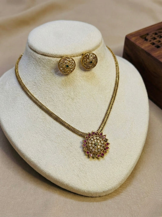 Golden Sun Charm Necklace Set(#059)