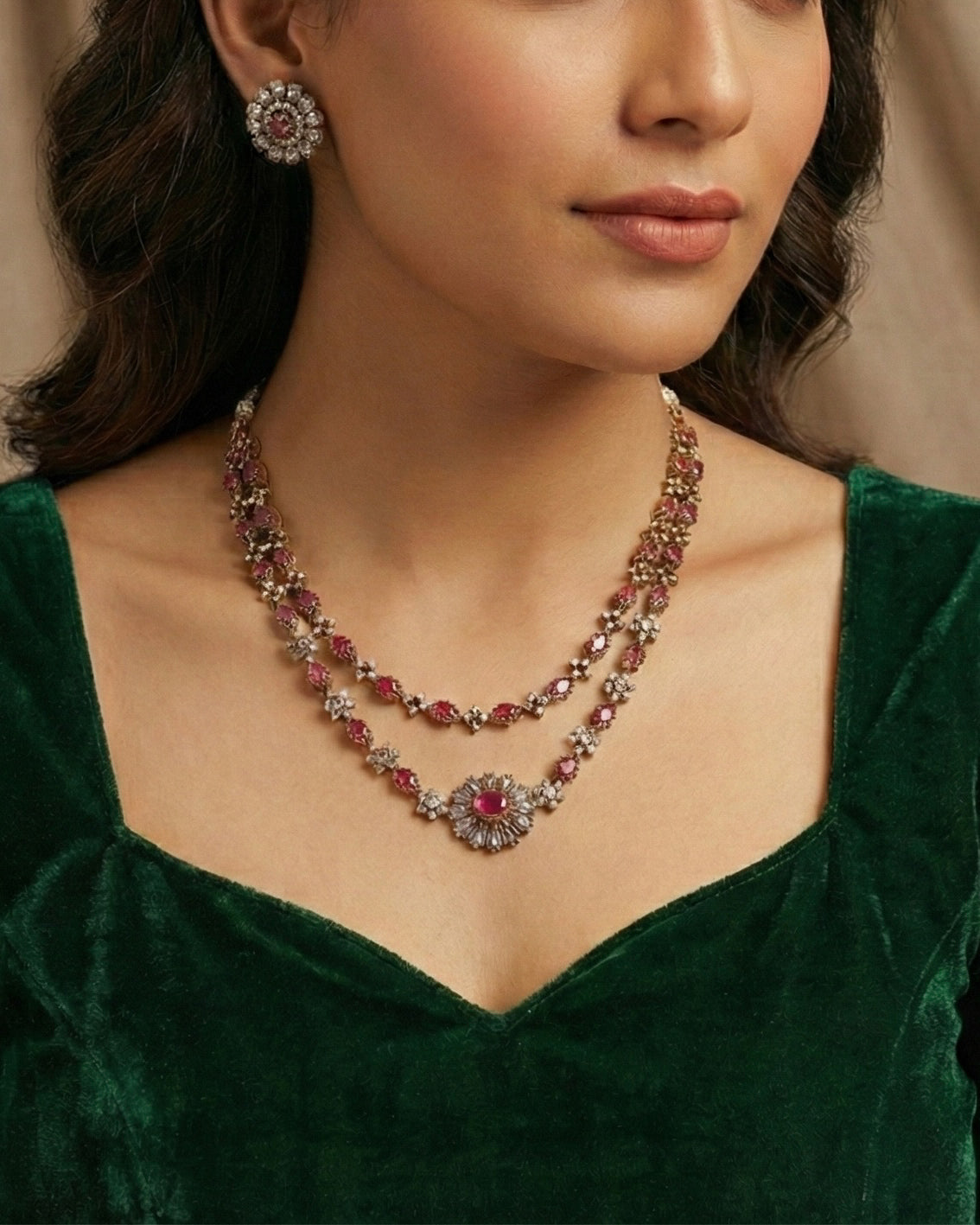 Double Layer Victoria Diamond Necklace (#063)