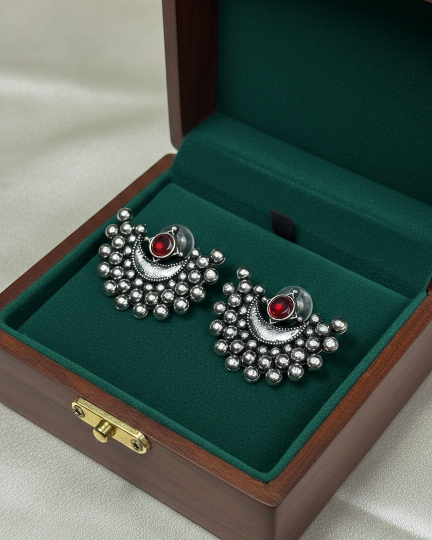 Oxidised Half Moon Earrings (#068)