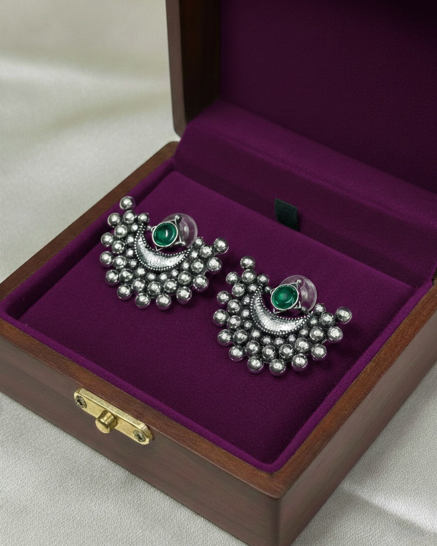 Oxidised Half Moon Earrings (#068)