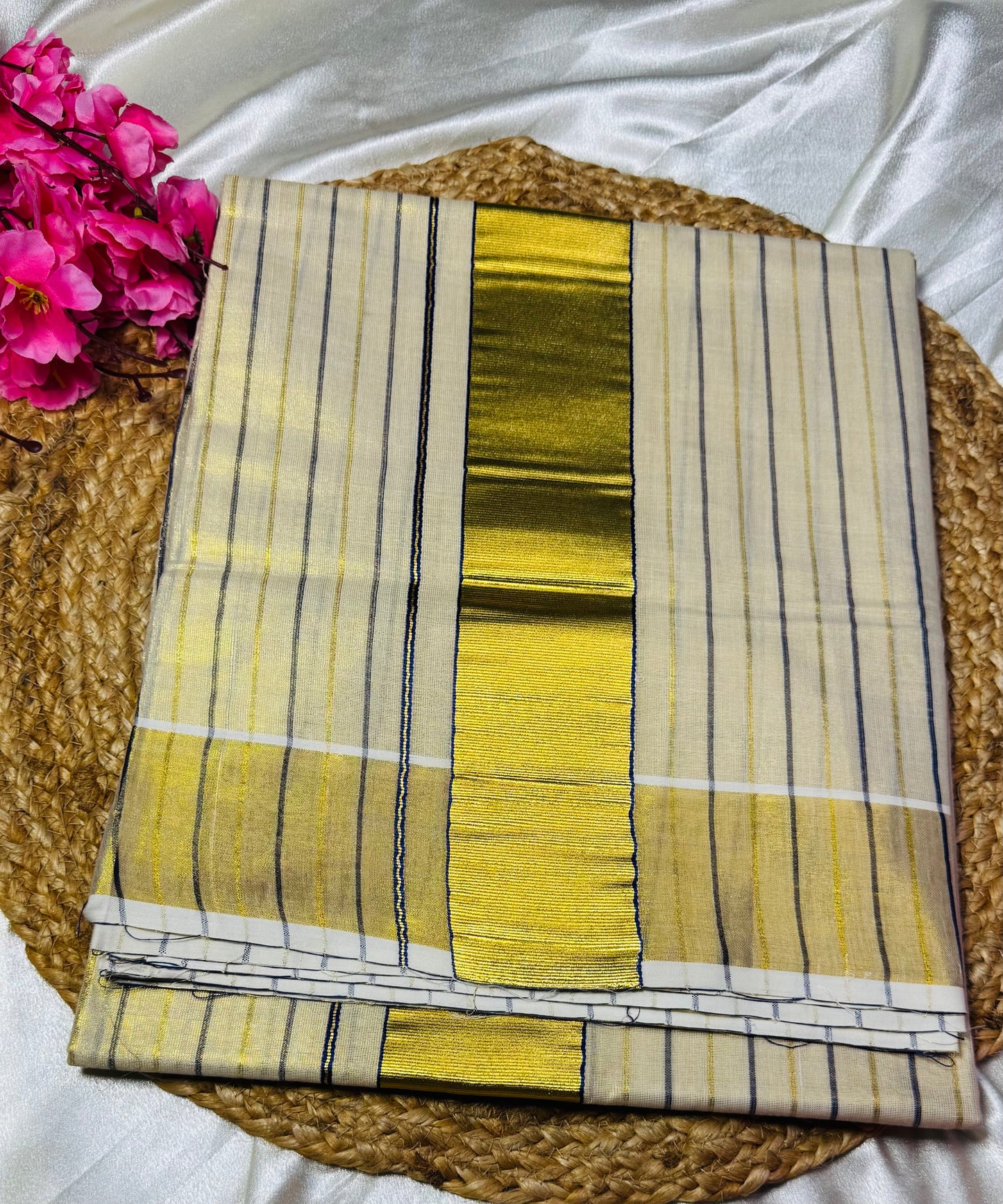 Tissue Striped Kasavu Saree