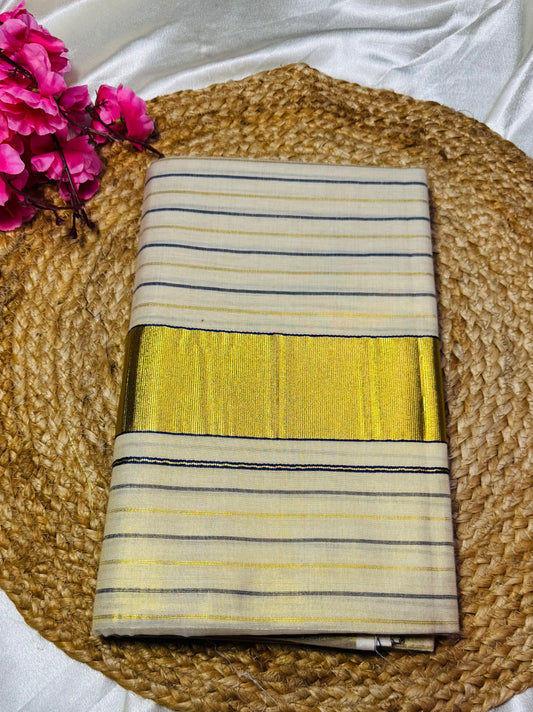Tissue Striped Kasavu Saree